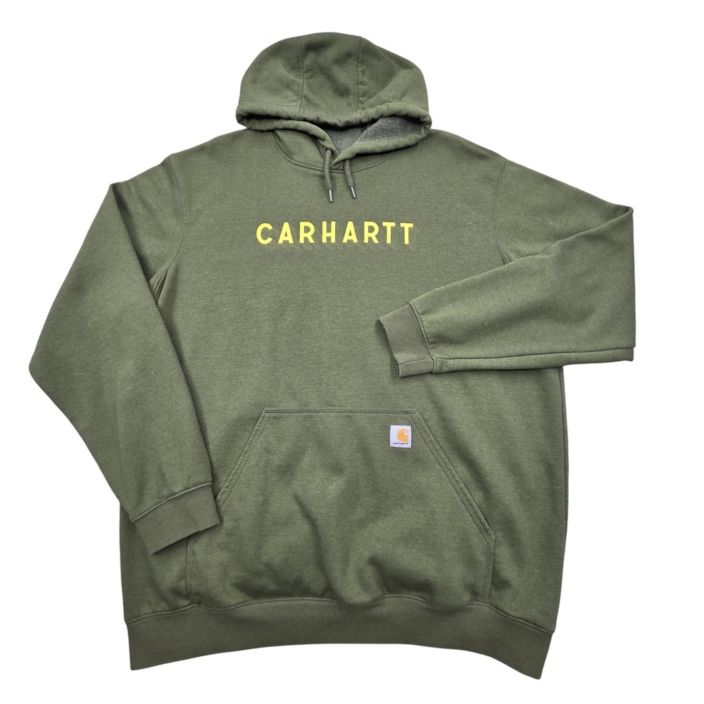 Carhartt Rain Defender Loose Fit Pullover Hoodie Olive Green Mens XL Tall - Picture 2 of 7